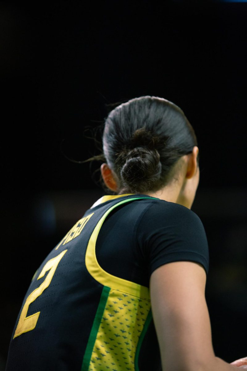 The Oregon Ducks women's basketball team hosted the Nebraska Cornhuskers at Matthew Knight Arena in Eugene, Ore. on Feb. 19, 2026, winning 80-76. (Roshni Ram/Emerald)