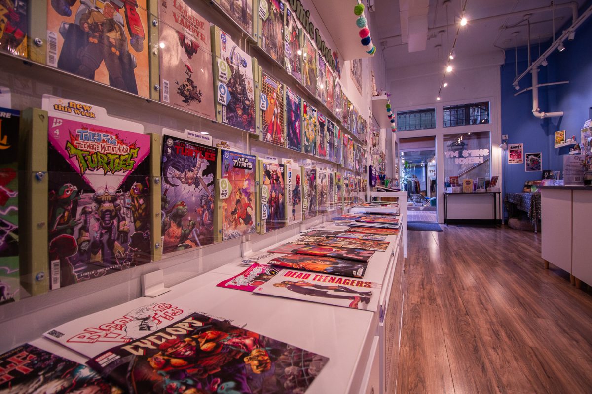 The Books with Pictures comic book shop, located at the 5th Street Market in Eugene, Ore., on March 18, 2026. (Fred Hall/Emerald)