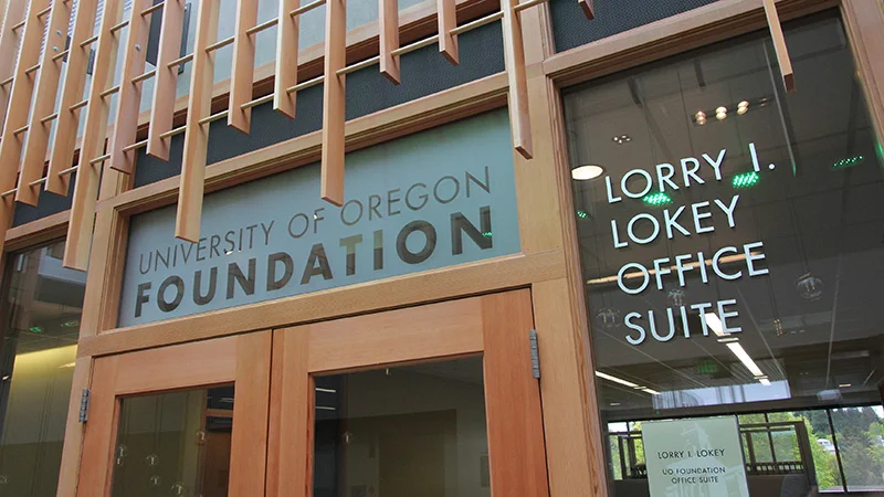 Outside of University of Oregon Foundation in the Ford Alumni Center in Eugene, Ore. (Courtesy University of Oregon)