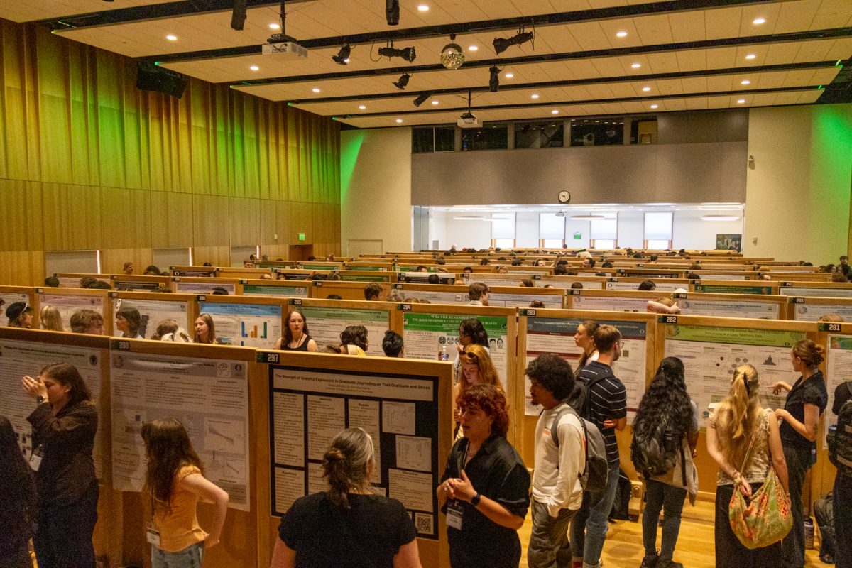 Nearly 600 students presented at the Undergraduate Research Symposium. The University of Oregon held its 16th annual Undergraduate Research Symposium on May 7, 2026. (Corey Hoffman/Emerald)